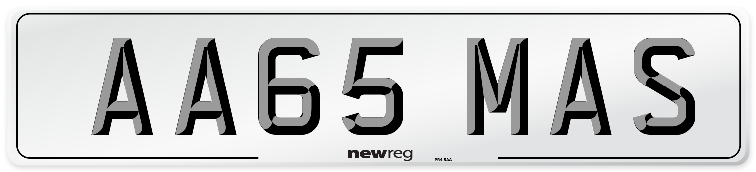 AA65 MAS Number Plate from New Reg